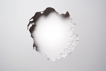 A white wall with a hole in it