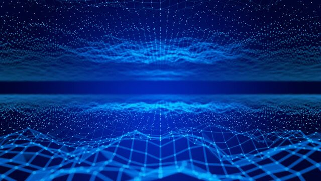 Technology background with empty space for your design. Cryptographic background. Looping abstract blue wireframe animated background.