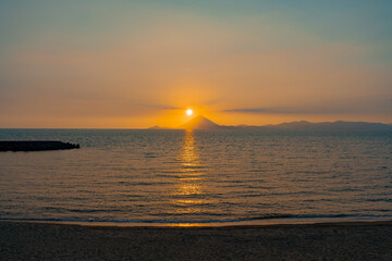 大浜海浜公園の夕景（鹿児島県南大隅町）