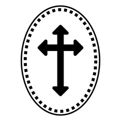 Fototapeta premium Holy Christian Cross in Oval Decorative Frame | Christianity Holy Symbol Filled Icons