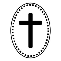 Fototapeta premium Holy Christian Cross in Oval Decorative Frame | Christianity Holy Symbol Filled Icons