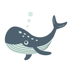 Whale is a cute marine marine animal, Vector illustration