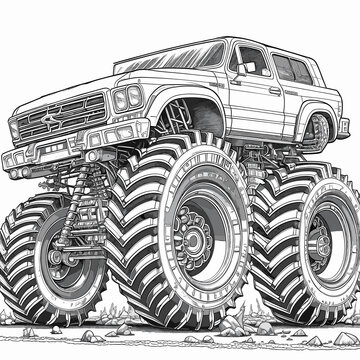 Thrilling Monster Truck Coloring Book Pages For All Ages For Who Love Big Wheels: Rev Up Your Creativity!