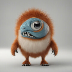 Fototapeta premium cute little monster smooth skin soft fur bright eyes