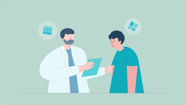 An animation of a doctor and patient