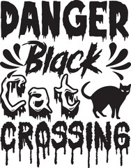 Danger Black Cat Crossing