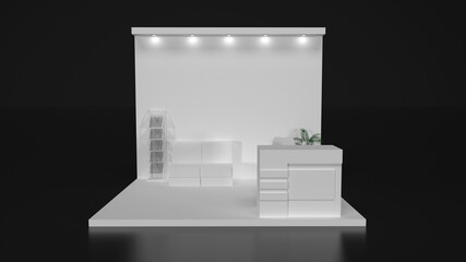 12 feet by 8 feet Exhibition  Stall 3d Render with out Branding