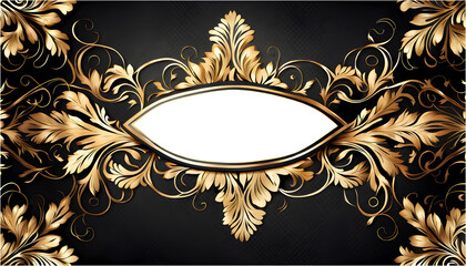 golden floral frame. Transparent with alpha channel in the center.