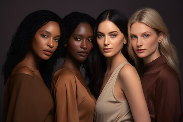 Obraz premium Flawless Beauty: Portrait of Attractive Female Fashion Models of Various Races and Styles
