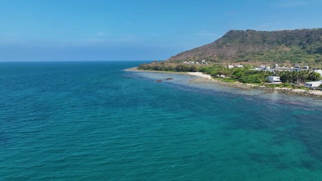 Aerial view of the seaside town of Pingtung along the Taiwan Strait, Taiwan Island