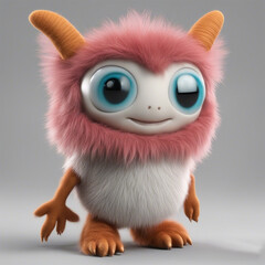 Fototapeta premium cute little monster smooth skin soft fur bright eyes