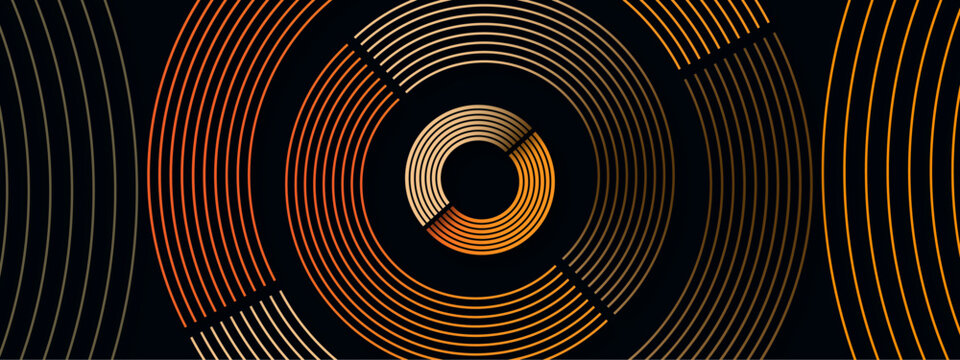  Abstract futuristic background with Glowing orange circle lines.Swirl circular lines design element with Round movement. Modern shiny geometric pattern for Technology concept. Vector illustration