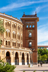 Madrid, Spain - August 18, 2023: Las Ventas Bullring, a Moorish style building situated in the...