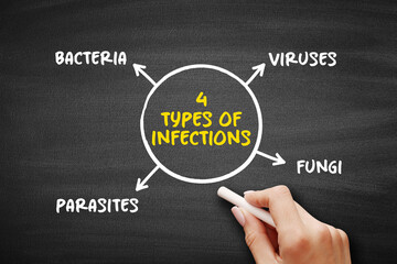 4 types of infections mind map text concept for presentations and reports