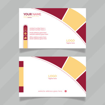 Modern design template for personal information card. Double sided personal contact card design layout. Colorful and customizable business card design concept. Red and yellow color visiting card.
