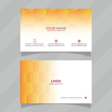 Simple and minimal design template file for personal information card. Unique design presentation for name card. Print ready illustrator business card design with yellow and white background. 