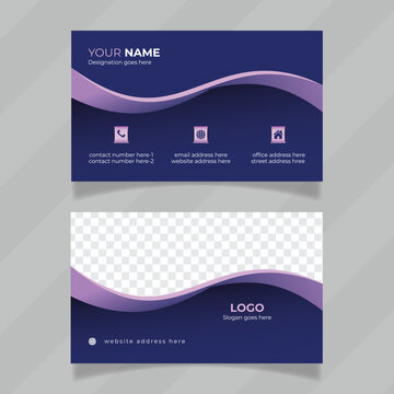 Purple color and stylish  business design presentation. Modern and editable template file for visiting card. Vector or illustrator file for personal information card with multicolor design. 