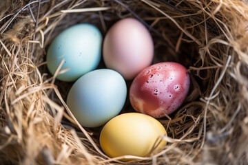 Naklejka na ściany i meble Easter eggs in the nest