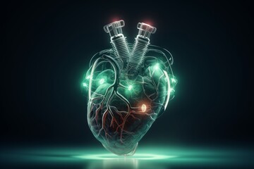 A heart with a ventilator attached to it