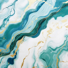abstract cyan and white marble with golden line background
