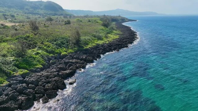 Beautiful blue sea and sky view from Taiwan Island in 4K