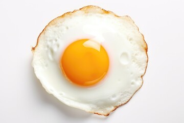 One fried egg isolated on white background, top view