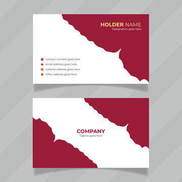 Stylish and professional design concept  for business card. editable and double sided design layout for name card. Personal information card design layout with red and white background. 