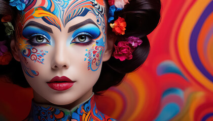 Traditional Asian makeup, Chinese New Year concept