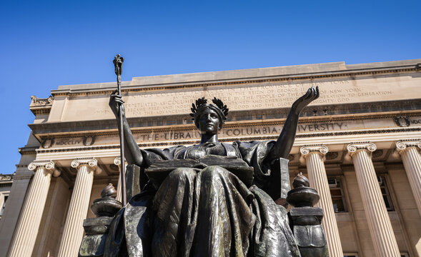 New York, USA - 1 September 2023: Landmark building of Columbia University during a sunny day with blue sky in Manhattan.