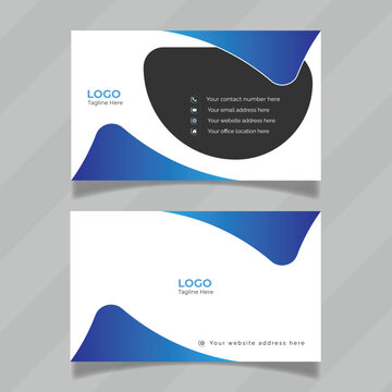 Modern and geometrical business card or personal information card design template. Editable business card design presentation with white background. Horizontal visiting card vector concept. 