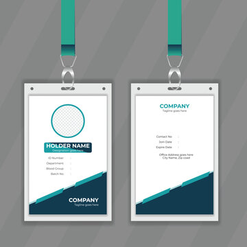 Vertical design layout for office stuff information card. Modern or minimal design mockup for corporate identity card design. Editable and printable design template for student identity. 
