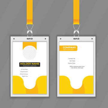 Yellow color simple design for ID card. Vector design template for information card also use for student employee and member. Easy to customize illustrator file for corporate stationery design. 