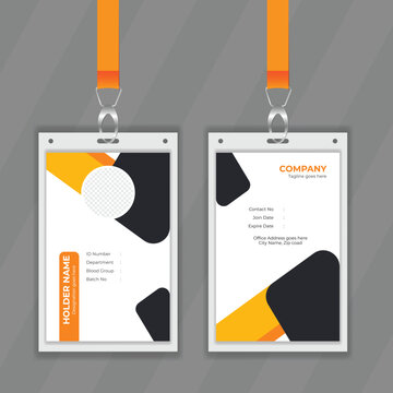 Geometric vertical design presentation for ID card. colorful design concept for corporate identity card also white background. Customizable and printable design for membership card. 