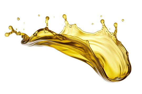 Beautiful olive or engine oil splash. Isolated cutout on transparent or white background.