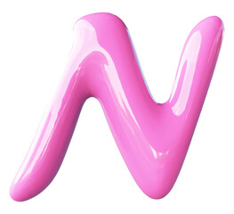 Pink Letter N Bubble - 3d Aphabet Font