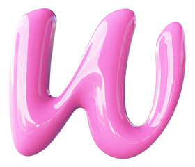 Pink Letter W Bubble - 3d Aphabet Font
