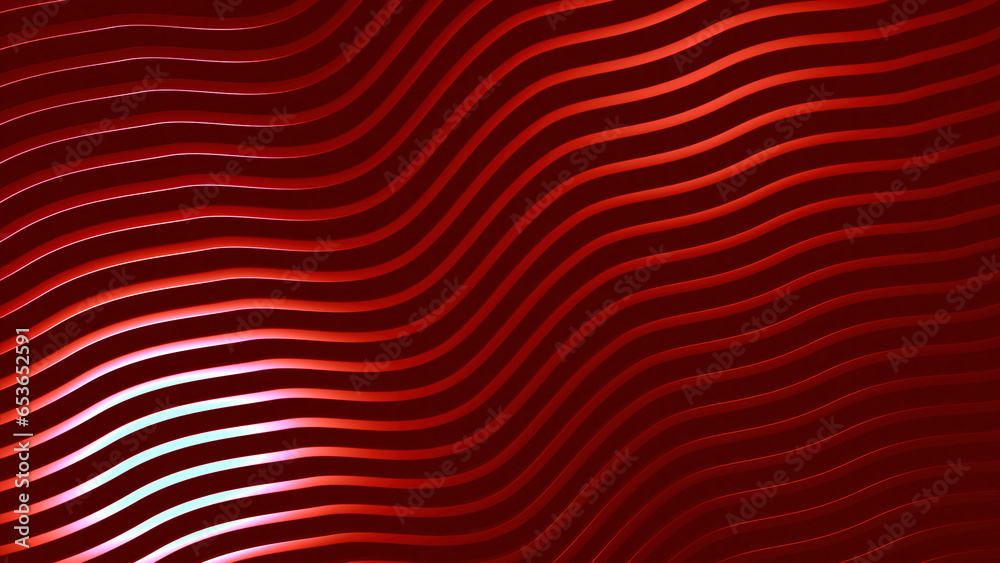 Poster abstract waves red structure flow. design. curving rows of narrow colorful lines.