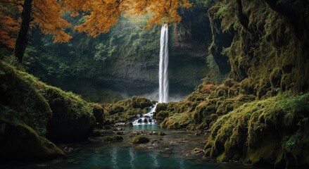 Fototapeta na wymiar waterfall in the deep forest 