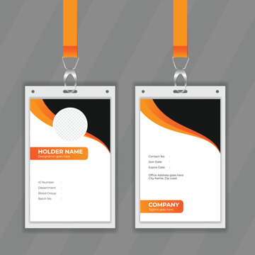 Modern and clean design concept for ID card. Vertical design layout for office stuff information card design. Colorful or professional membership card design with organic shape also editable file.