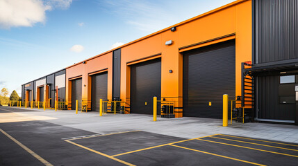 Industrial Unit with roller shutter doors - obrazy, fototapety, plakaty