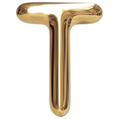 Gold Letter T Bubble - 3d Aphabet Font