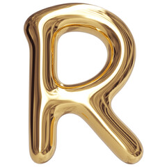 Gold Letter R Bubble - 3d Aphabet Font