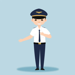 Pilot Officer cartoon character with Uniform