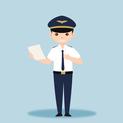 Pilot Officer cartoon character with Uniform