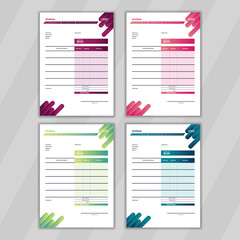 Modern design idea business invoice design. Professional and unique design template for stationery design. Stylish design concept for corporate invoice with red, green and white background color. 