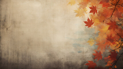 Grunge background with autumn leaves. Generation AI