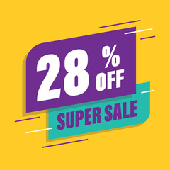Obraz premium Twenty eight 28% percent purple and green sale tag vector