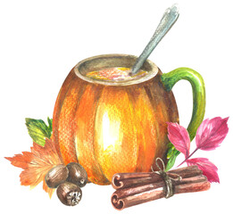 Watercolor pumpkin shaped mug for pumpkin spice