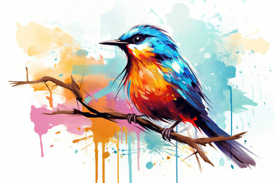 watercolor style design, design of a bird