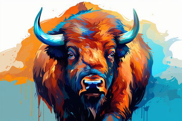 watercolor style design, design of a bison - obrazy, fototapety, plakaty